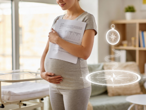 Kobieta w ciąży trzymająca plan porodu jako swoją mapę drogową