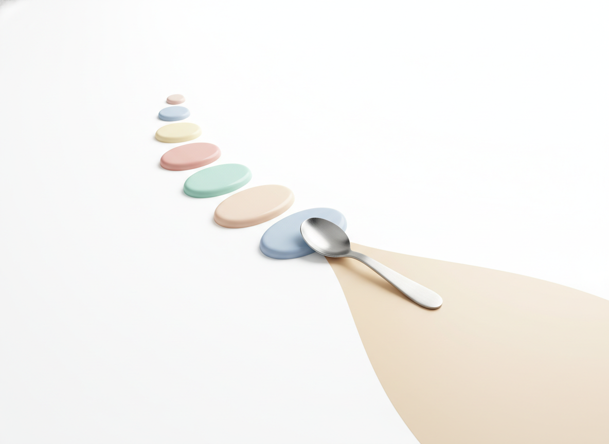 Minimalistyczna ilustracja symbolizująca kluczowe wnioski i następne kroki w rozszerzaniu diety niemowlaka.