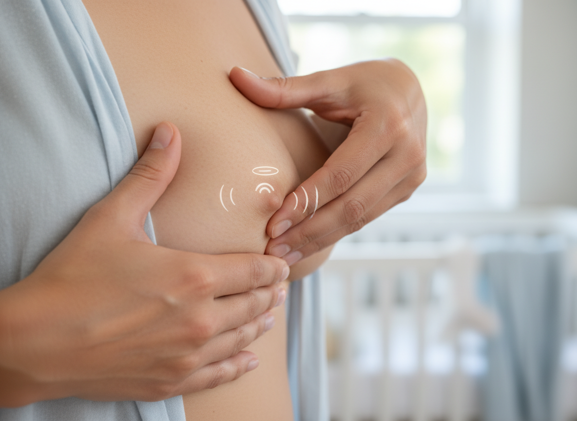 Technika ucisku otoczki zmniejszająca obrzęk i ułatwiająca laktację po cesarce